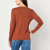 St. John's Bay Womens V Neck Long Sleeve T-Shirt