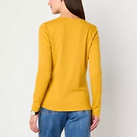 St. John's Bay Womens V Neck Long Sleeve T-Shirt