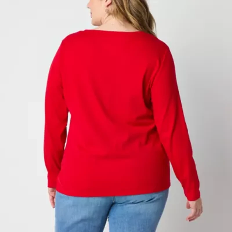 St. John's Bay Womens Crew Neck Long Sleeve T-Shirt