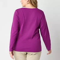 St. John's Bay Womens Crew Neck Long Sleeve T-Shirt