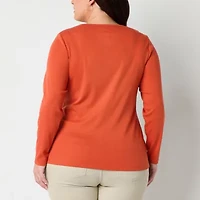 St. John's Bay Womens Crew Neck Long Sleeve T-Shirt