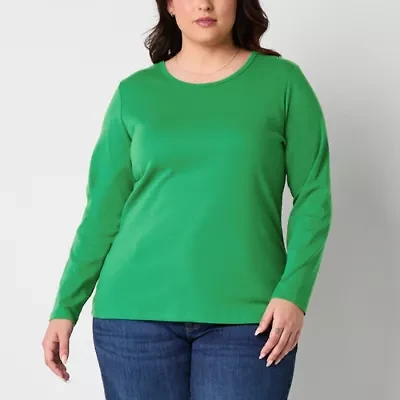 St. John's Bay Womens Crew Neck Long Sleeve T-Shirt