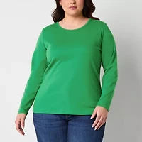 St. John's Bay Womens Crew Neck Long Sleeve T-Shirt