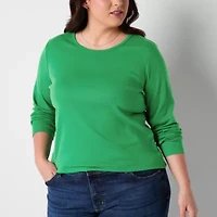 St. John's Bay Womens Crew Neck Long Sleeve T-Shirt
