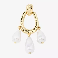 Bijoux Bar Gold Tone Womens Simulated Pearl Drop Earrings