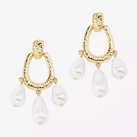 Bijoux Bar Gold Tone Womens Simulated Pearl Drop Earrings