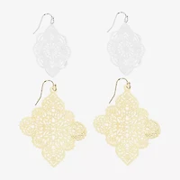 Bijoux Bar Two Tone Filigree Womens 2 Pair Earring Set