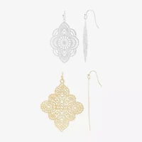 Bijoux Bar Two Tone Filigree Womens 2 Pair Earring Set