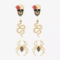 Bijoux Bar Gold Tone Halloween Womens 3 Pair Earring Set