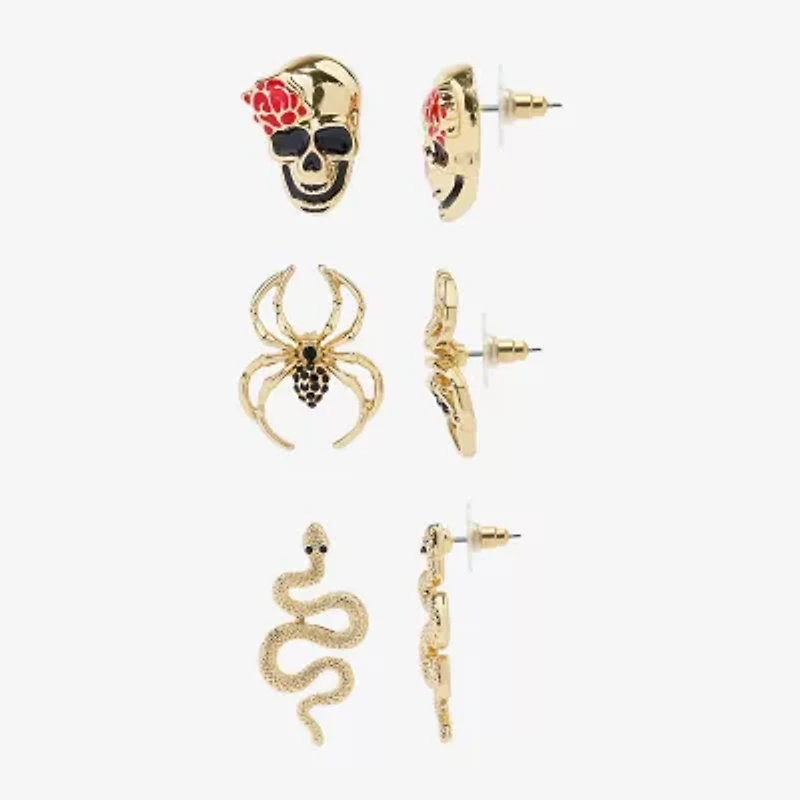 Bijoux Bar Gold Tone Halloween Womens 3 Pair Earring Set