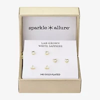 Sparkle Allure Womens Sapphire Heart Round Triangle 3 Pair Earring Set