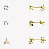 Sparkle Allure Womens Sapphire Heart Round Triangle 3 Pair Earring Set