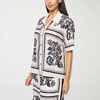 Premier Amour Floral Womens Short Sleeve Blouse