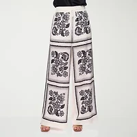 Premier Amour Floral Womens Wide Leg Loose Fit Pull-On Pant