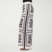 Premier Amour Floral Womens Wide Leg Loose Fit Pull-On Pant
