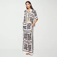 Premier Amour Floral Womens Wide Leg Loose Fit Pull-On Pant