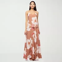 Premier Amour Floral Womens V Neck Sleeveless Camisole