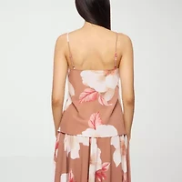 Premier Amour Floral Womens V Neck Sleeveless Camisole