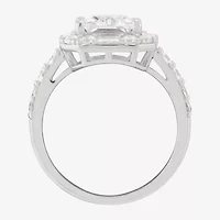 Diamonart Womens Cubic Zirconia Sterling Silver Side Stone Halo Engagement Ring