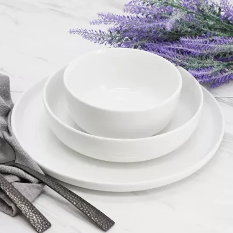 Elama Duncan 18 Piece White 18-pc. Porcelain Dinnerware Set