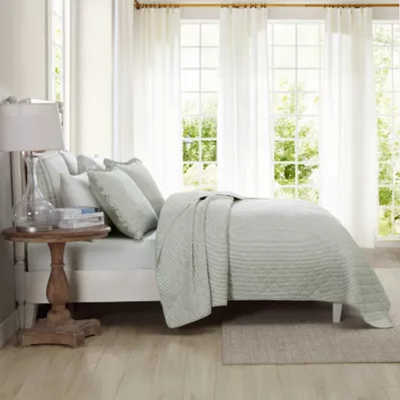 Laura Ashley Oxford Stripe Quilt Set
