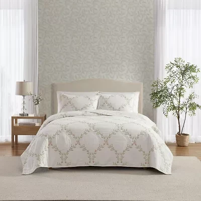 Laura Ashley Floral Embroidery Quilt Set