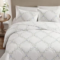 Laura Ashley Floral Embroidery Quilt Set