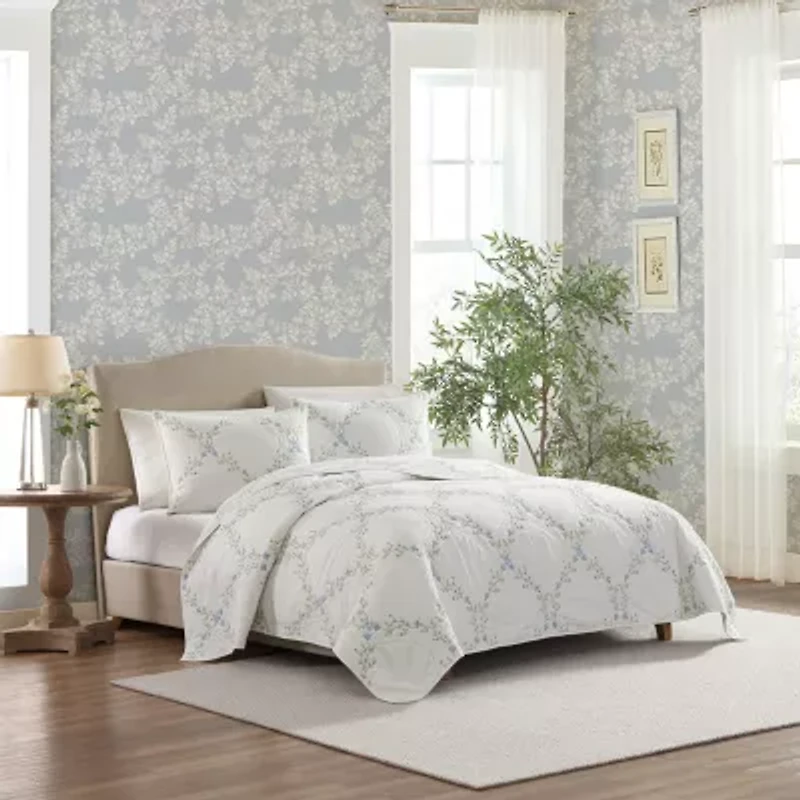 Laura Ashley Floral Embroidery Quilt Set