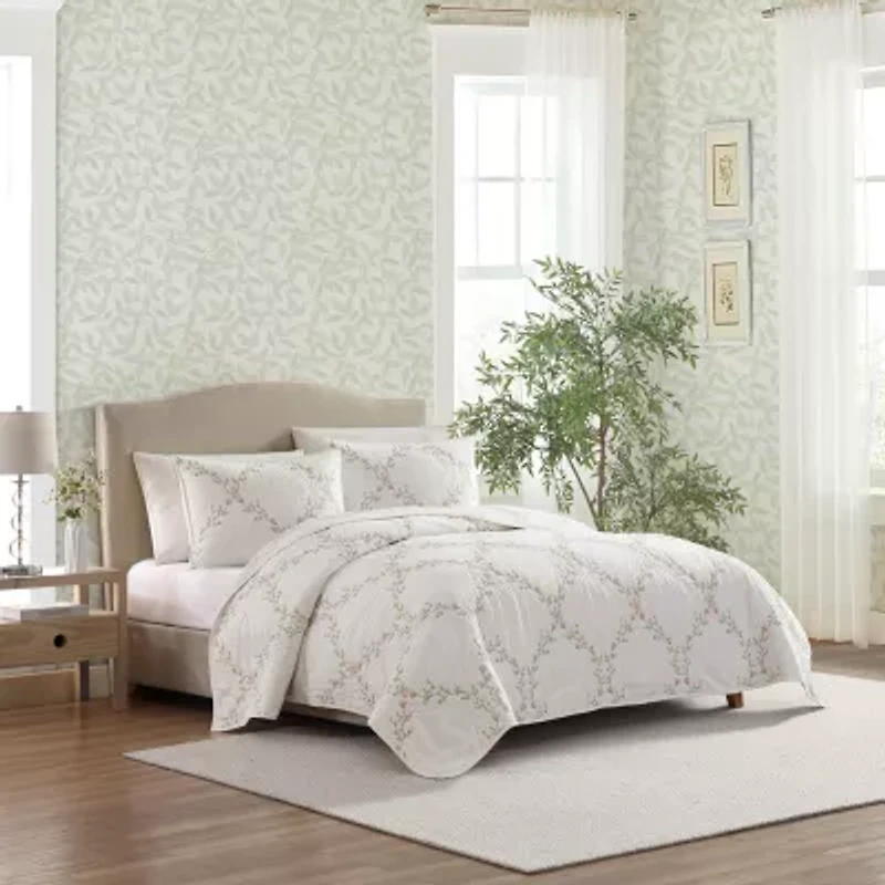 Laura Ashley Floral Embroidery Quilt Set