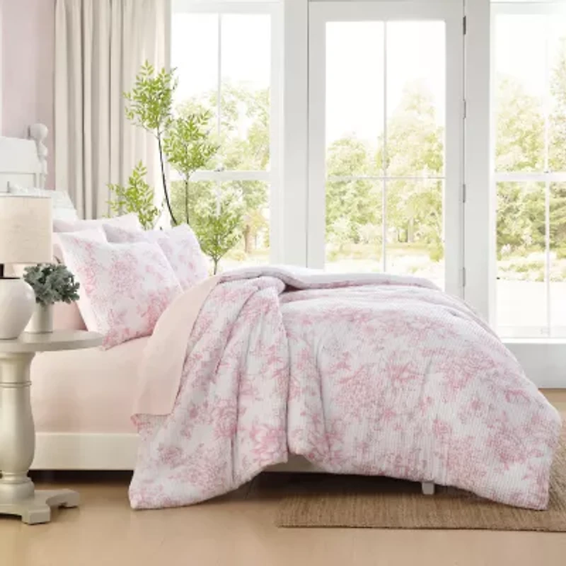 Laura Ashley Delphine Poly Waffle Midweight Comforter Set