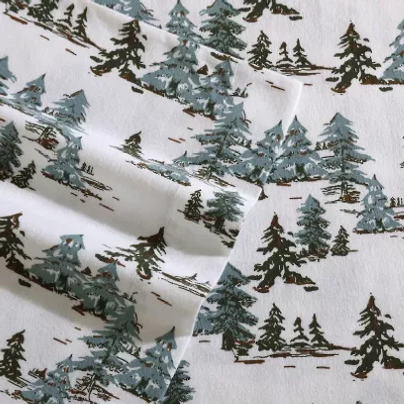 Eddie Bauer Snowy Pine Trees Sheet Set
