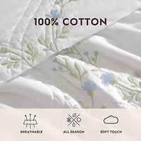 Laura Ashley Floral Embroidery Quilt Set