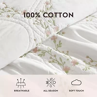 Laura Ashley Floral Embroidery Quilt Set