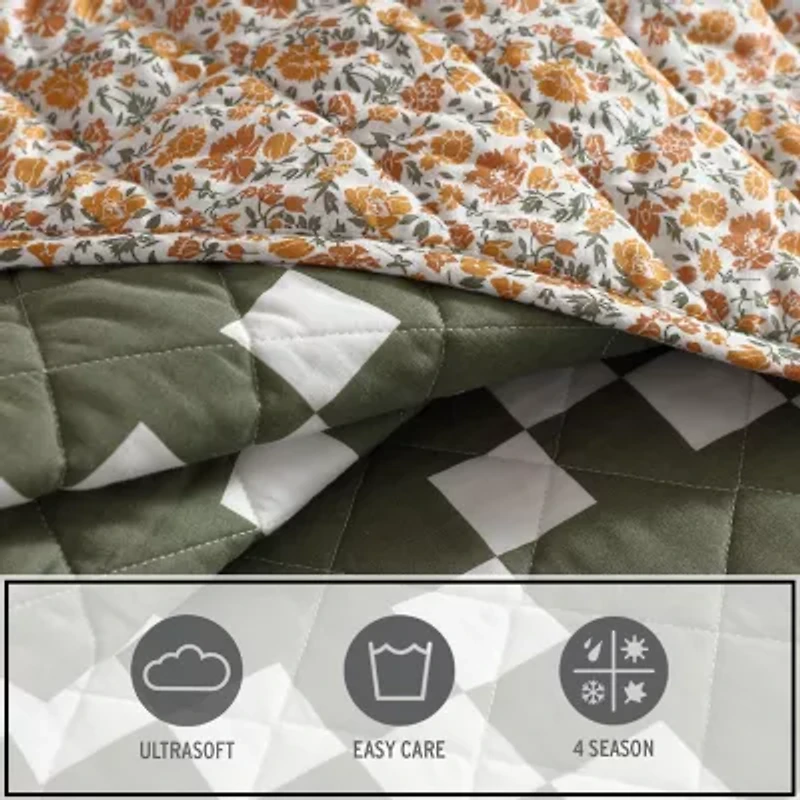 Eddie Bauer Diamond Floral Quilt Set