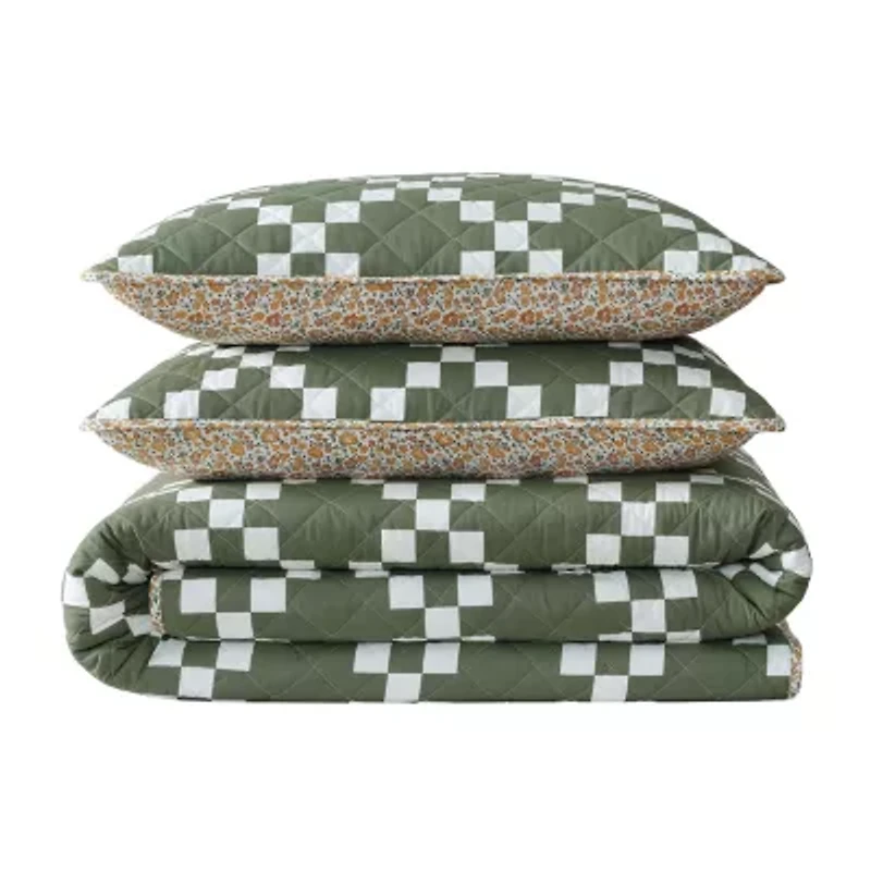 Eddie Bauer Diamond Floral Quilt Set