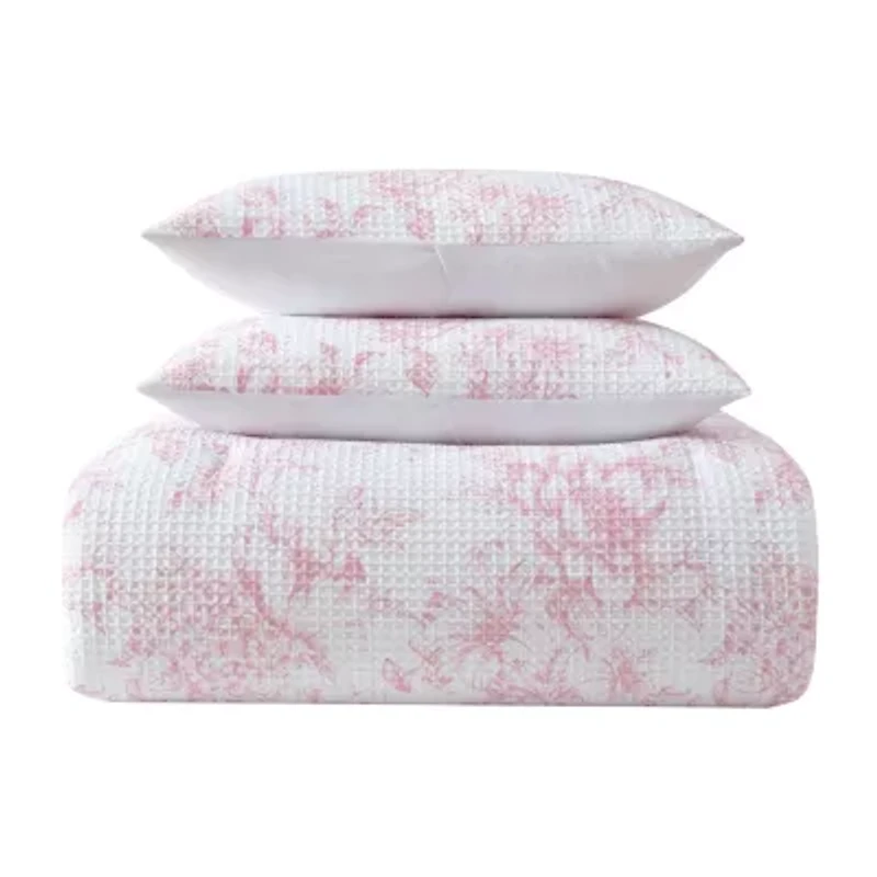 Laura Ashley Delphine Poly Waffle Midweight Comforter Set