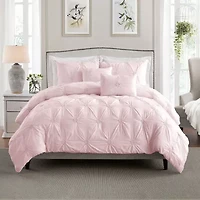 Swift Home Luxurious Ruched 3d Floral Pintuck Sham And Midweight Down Alternative Comforter Set