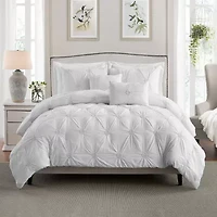 Swift Home Luxurious Ruched 3d Floral Pintuck Sham And Midweight Down Alternative Comforter Set