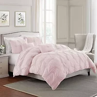 Swift Home Luxurious Ruched 3d Floral Pintuck Sham And Midweight Down Alternative Comforter Set