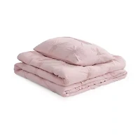 Swift Home Luxurious Ruched 3d Floral Pintuck Sham And Midweight Down Alternative Comforter Set