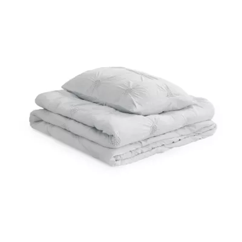 Swift Home Luxurious Ruched 3d Floral Pintuck Sham And Midweight Down Alternative Comforter Set