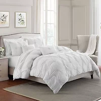 Swift Home Luxurious Ruched 3d Floral Pintuck Sham And Midweight Down Alternative Comforter Set