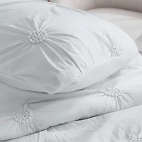 Swift Home Luxurious Ruched 3d Floral Pintuck Sham And Midweight Down Alternative Comforter Set