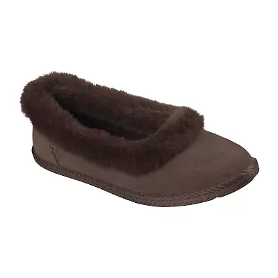 Skechers Cozy Ballet Womens Faux Fur Trim Slip-On Slippers