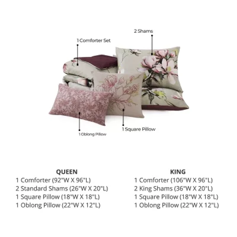 Bebejan Purple Lilies 5-pc. Midweight Reversible Comforter Set