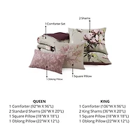 Bebejan Purple Lilies 5-pc. Midweight Reversible Comforter Set