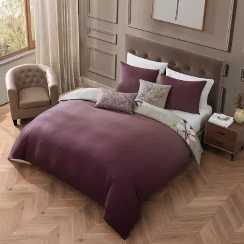 Bebejan Purple Lilies 5-pc. Midweight Reversible Comforter Set