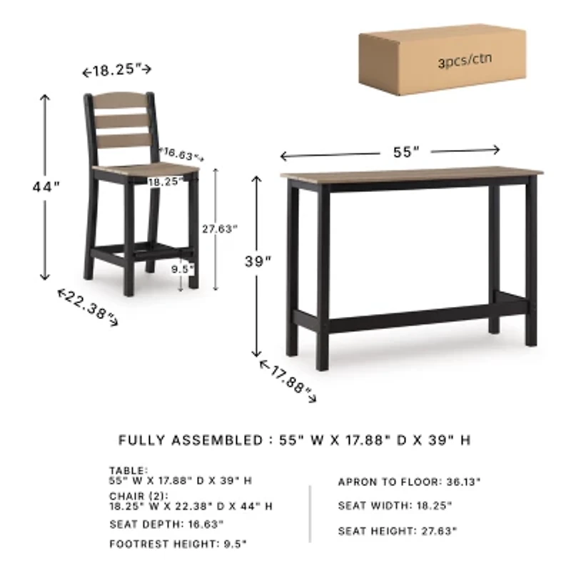 Signature Design by Ashley Moore Outdoor Counter Table and 2 Barstools