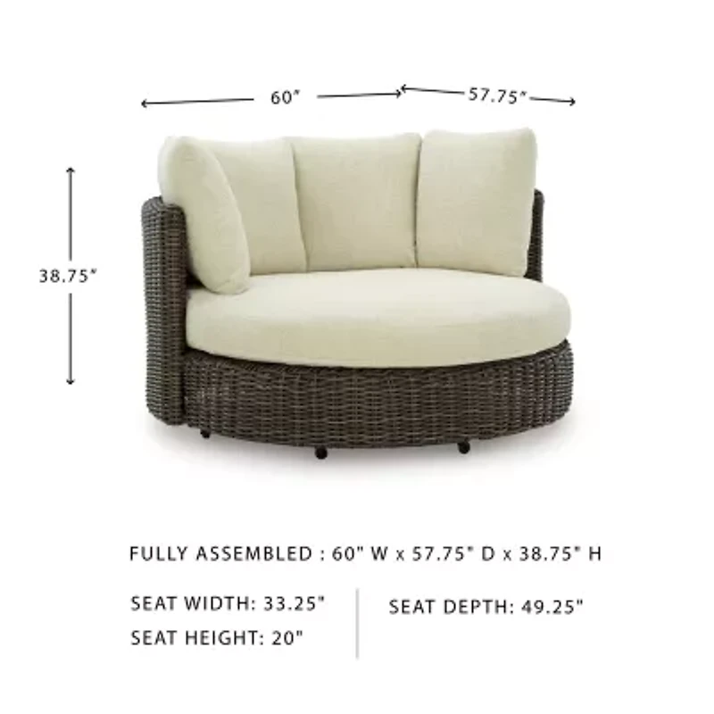 Signature Design by Ashley King 60" Outdoor Swivel Lounge Chair with Cushions