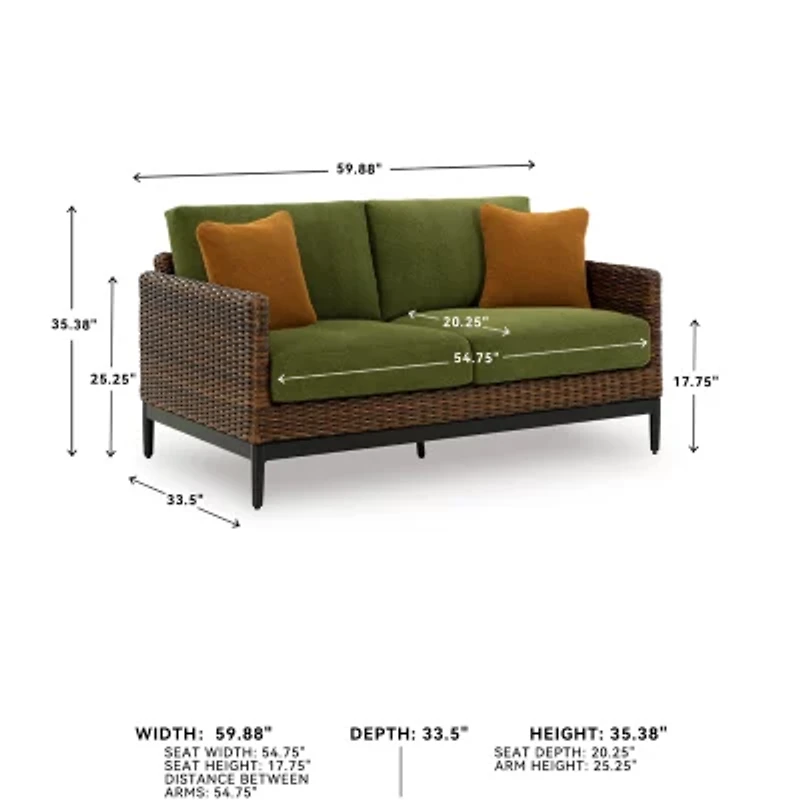 Signature Design by Ashley Hoquiam Outdoor Loveseat with Cushion